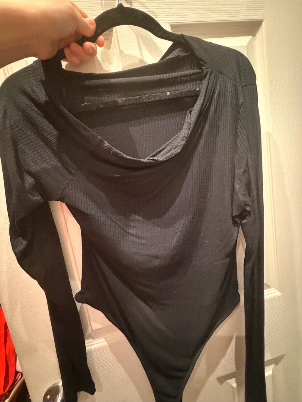 Fashion Nova Black Ribbed Long Sleeve Bodysuit